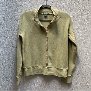 Vintage Eddie Bauer light green silver snap-up front thermal Sz M cotton Henley